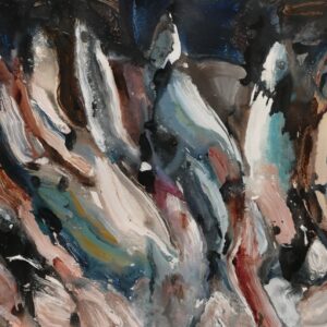 Poissons by Alexandra Pozzo di Borgo, ink and acrylic on paper mounted on canvas, 2010